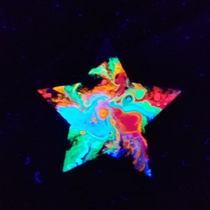 Stars 1 inch wide UV Reactive Neon Rainbow glow blacklight decor gift girlfriend boyfriend child rave multicolor trippy psychedelic neon image 4