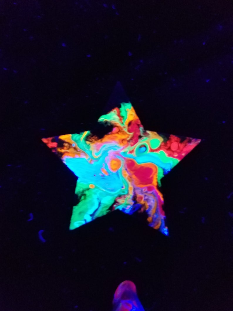 Stars 1 inch wide UV Reactive Neon Rainbow glow blacklight decor gift girlfriend boyfriend child rave multicolor trippy psychedelic neon image 4