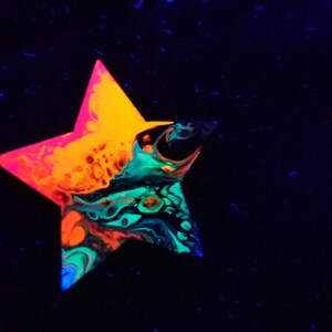 Stars 1 inch wide UV Reactive Neon Rainbow glow blacklight decor gift girlfriend boyfriend child rave multicolor trippy psychedelic neon image 3