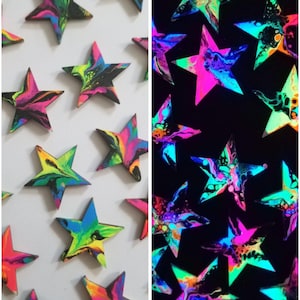 Stars 1 inch wide UV Reactive Neon Rainbow glow blacklight decor gift girlfriend boyfriend child rave multicolor trippy psychedelic neon image 5