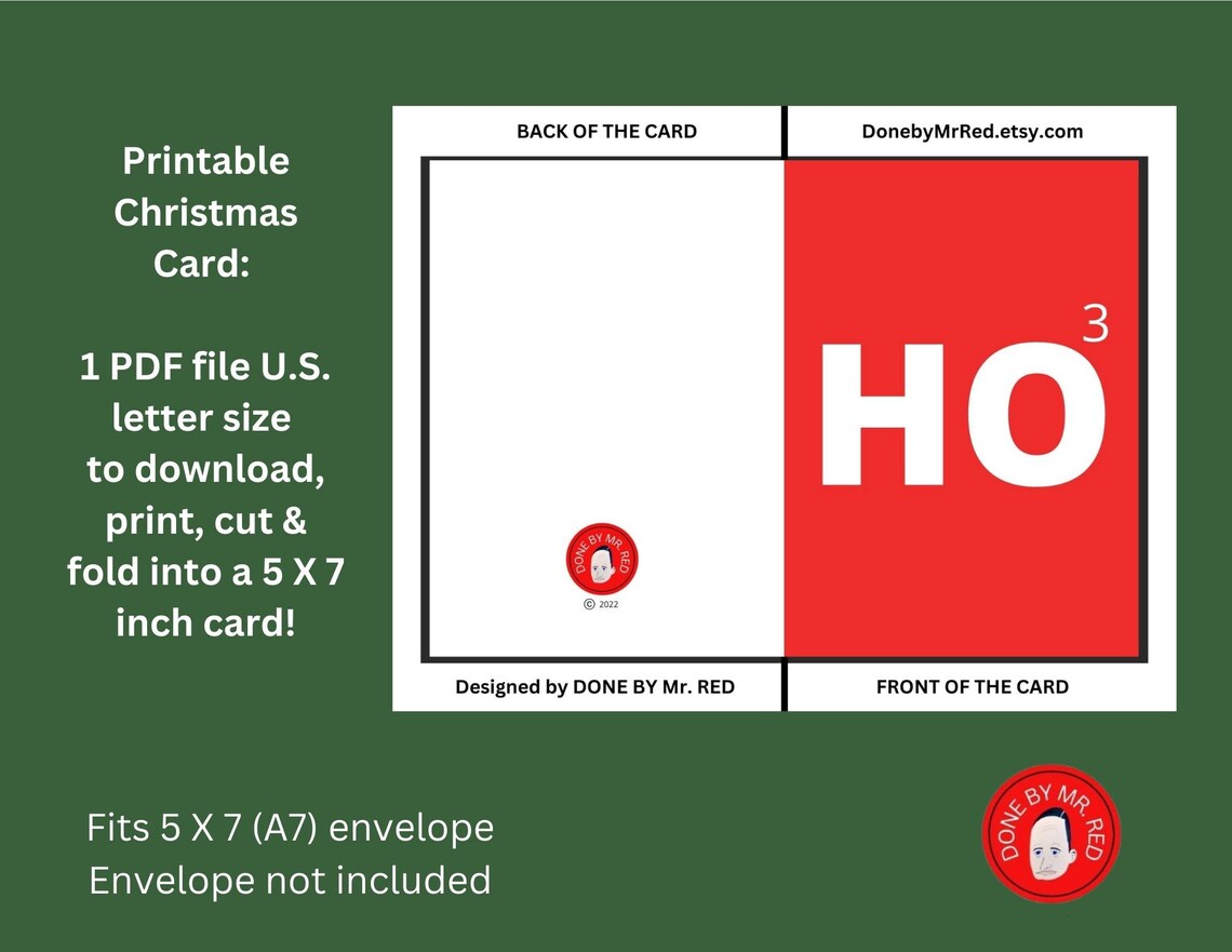 Printable Christmas Holiday Card Instant Download 7 X 5 Inch - Etsy