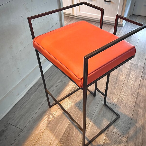 Iron and Leather Bar Stools Etsy