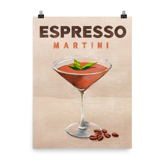 Espresso Martini Poster, Cocktail Art Print, Retro Bar Cart Decor, Speakeasy Lounge Posters, Man Cave Alcohol Prints, Coffee Lover Art