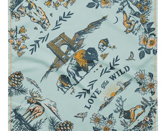 Bandana pour le parc national de Yellowstone, motif bison vintage et animal sauvage