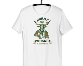 Horny For Whiskey Funny Bull Shirt. Romance Book Reader Gifts. Smut Lover Gift. Bookish Tees. Spicy & Smutty Books Gift Tee