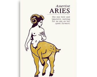 Aries Zodiac Poster: Boho Astrology Star Sign Art