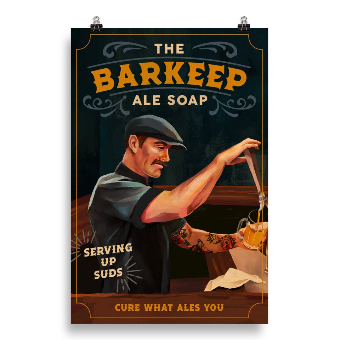 Der Barkeeper Posterdruck. Cure What Ales You Barkeeper Beer & Cocktail