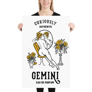 Zwilling Sternzeichen Poster. Sternzeichen-Kunst für Zwillinge. Mai & Juni Astrologie Geburtstagsgeschenk. Zwilling Horoskop Print. Boho Chic Sternzeichen Wandkunst
