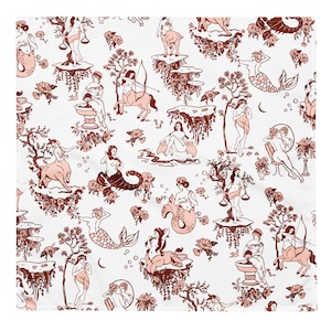 Bandana com padrão de toile do zodíaco vintage. Boho Chic, lenço com padrão de horóscopo celestial e astrologia, presente, bandana roxa e rosa legal