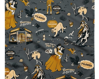Wild West Pattern Bandana: Retro Cowboy Scarf