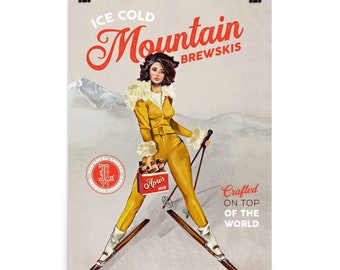 Retro Pin Up Ski Poster: Vintage Apres Ski Bar Art Print