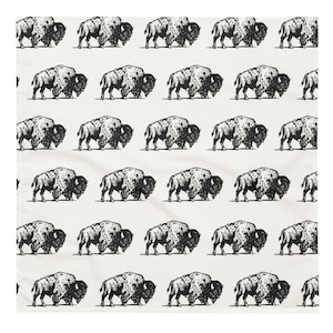 Buffalo Pattern All-over Print Bandana. Cool Yellowstone Bison Western Mens, Womens Bandana Gift. Fun Outdoorsy Nature Lover, Hiker Bandana
