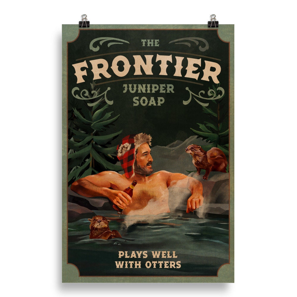 Cool Hot Tub Poster. Beer Drinking Man Cave Wall Art. Cute Otter Jacuzzi Poster. Retro Vintage Bathroom Soap Poster. Funny Apres Ski Decor