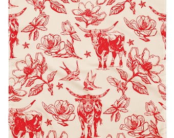 Longhorn Cattle Pattern Bandana. Texas Longhorns Football Fan Gift Bandanas. Rodeo Cowboy Scarf Ranch Outfit. Cowgirl Neckerchief Men, Women
