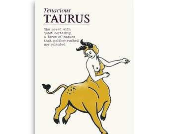 Taurus Zodiac Poster: Boho Astrology Art, April May Birthday