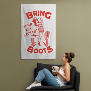 Bring Your Ass Kickin&#39; Boots: Vintage Pinup Cowgirl Decorative Flag