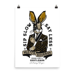 Mister Bourbon: Drink Like A Gentleman. Cool Jackalope In A Suit Poster