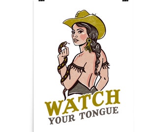Vintage Cowgirl Art Print: Retro Pinup, Western Wall Decor