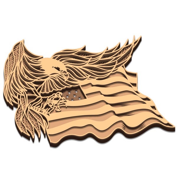 Eagle 3d layered SVG, Digital file Eagle 3d for cutting plywood, File for paper cutting, DXF, PNG, Dxf, Eagle 3d