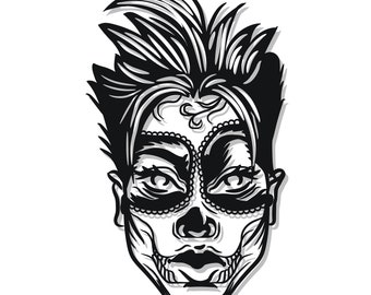 DXF Dxf Calavera clip art Calavera woman SVG Digital file Calavera woman for printing on T-shirts PNG File for paper cutting