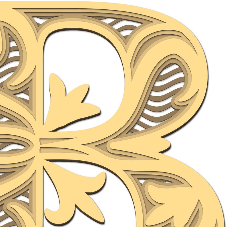 Download Letter B 3d Layered Svg File For Paper Cutting Dxf Letters B 3d Layered Digital File Letters B 3d Layered For Cutting Plywood Stencils Templates Visual Arts 330 Co Il