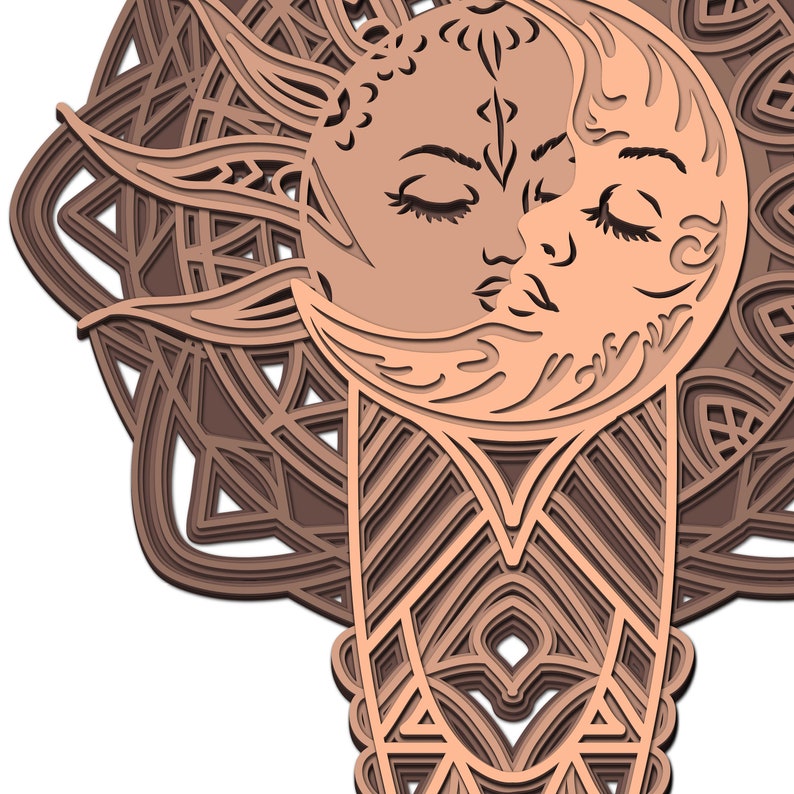 Download Moon Sun Mandala 3D layered SVG Digital file Moon Sun ...