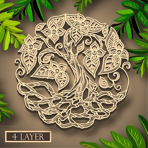 Tree of life Multilayer SVG, Digital file Tree of life 3D for cutting plywood, File for paper cutting, Dxf, Tree of life 3D layer