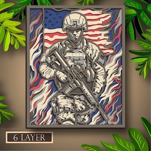 Armée multicouche SVG, fichier numérique armée 3d pour couper le contreplaqué, fichier pour découper du papier, DXF, couche 3d armée