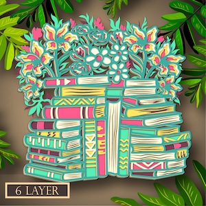Livro Multicamadas SVG, Arquivo digital Livro 3D para corte de madeira compensada, Arquivo para corte de papel, DXF, Livro Camada 3D