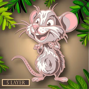 Mouse Multilayer SVG, Digital file Mouse 3d for cutting plywood, File for paper cutting, DXF, Mouse 3d layer
