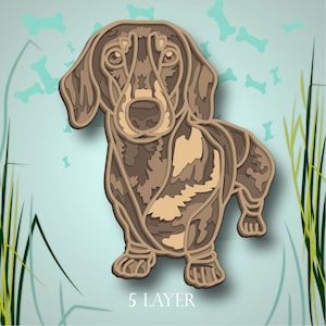 Dachshund Multilayer SVG, Digital file Dachshund laser file, File for paper cutting, DXF, Dachshund wall art
