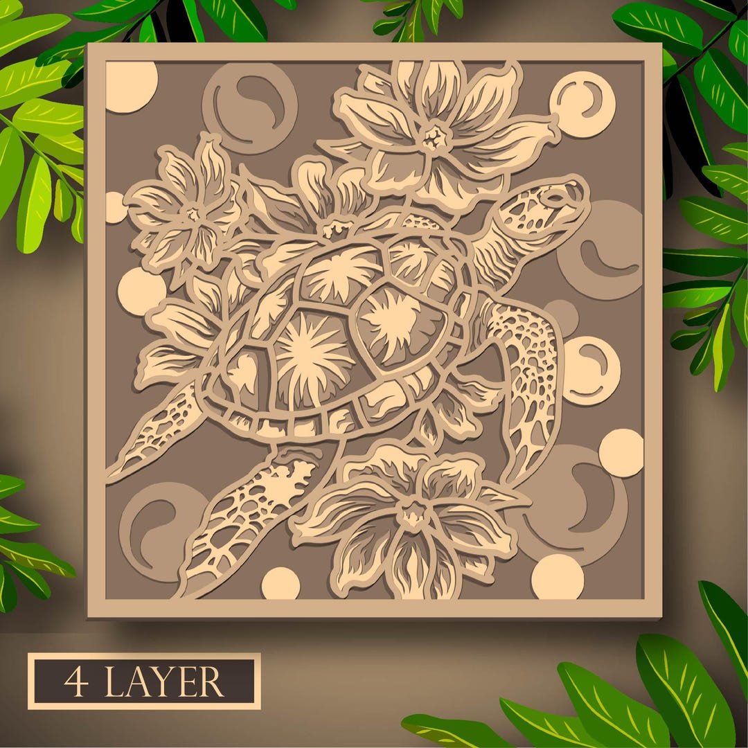 Turtle Multilayer SVG, Digital File for Cutting Plywood, Paper Cutting ...