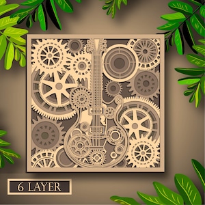 Guitar Multilayer SVG, Digital file Guitar 3d for cutting plywood, File for paper cutting, DXF, Guitar 3d layer