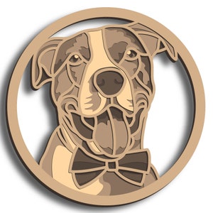 American Pit Bull Multilayer SVG, Digital file American Pit Bull laser file, File for paper cutting, DXF, American Pit Bull wall art