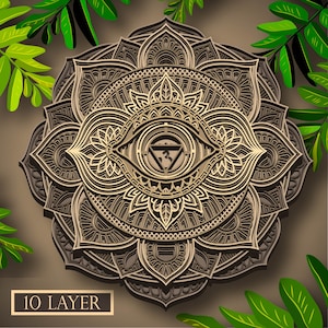 Mandala Multilayer SVG, File digitale Mandala 3D per il taglio del compensato, File per il taglio della carta, Dxf, Fiore Mandala 3D a strati