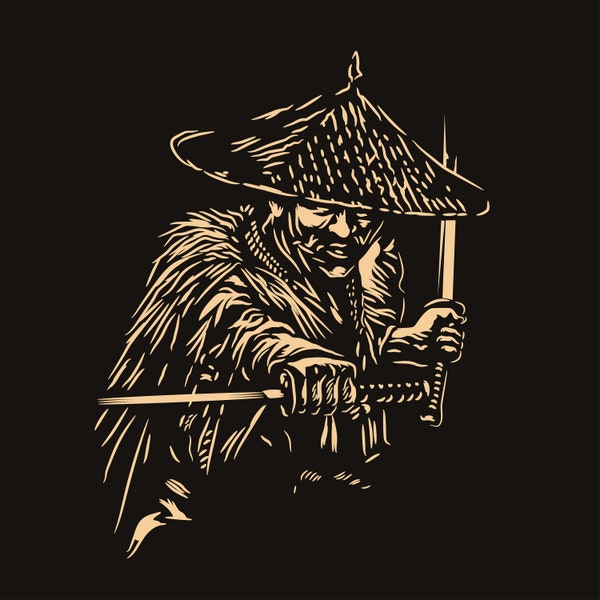 Samurai SVG, Digital file Samurai for printing on T-shirts, File for paper cutting, DXF, PNG, Dxf, Samurai clip art
