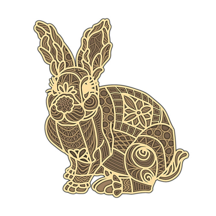 Download Rabbit Mandala 3D layered SVG Digital file Rabbit Mandala 3D | Etsy