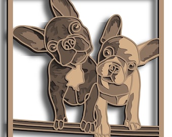 French Bulldog Multilayer SVG, Digital file French Bulldog laser file, File for paper cutting, DXF, French Bulldog wall art