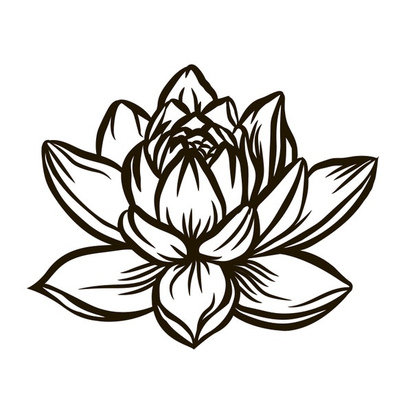 Lotus SVG, Digital file Lotus for plywod cut, File for paper cutting, DXF, PNG, Dxf Lotus clip art