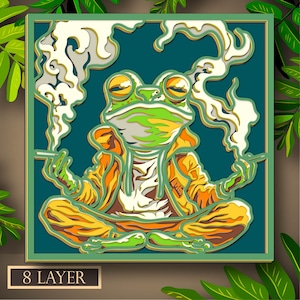 Grenouille multicouche SVG, fichier numérique Grenouille 3D pour couper le contreplaqué, fichier pour la découpe de papier, DXF, couche 3D de grenouille