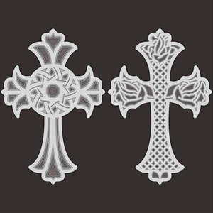 Cruz 3d SVG en capas, Archivo digital Cruz 3d para cortar madera contrachapada, Archivo para cortar papel, DXF, PNG, Dxf, Cruz 3d