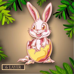 Lapin de Pâques multicouche SVG, fichier numérique 3D lapin de Pâques pour couper le contreplaqué, fichier pour découper du papier, DXF, couche 3D de lapin de Pâques