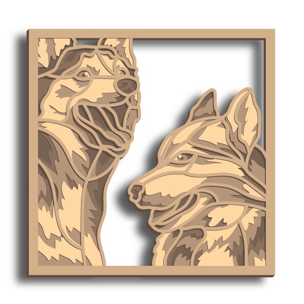 Husky Multilayer SVG, Digital file Husky laser file, File for paper cutting, Husky multilayer wall art