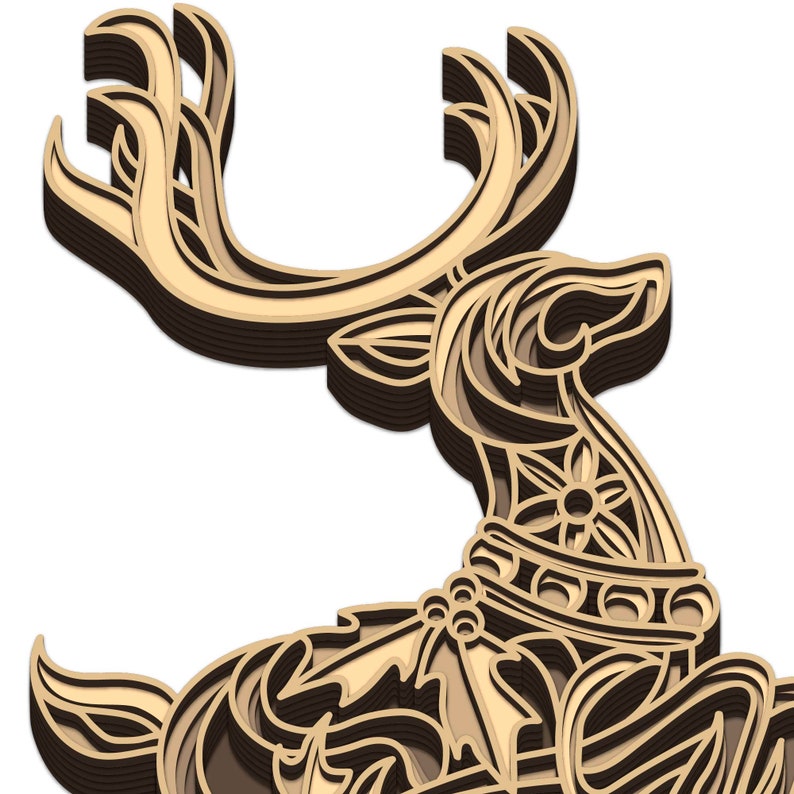 Download Christmas Deer 3D layered SVG Digital file Christmas Deer ...
