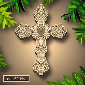 Cross Multilayer SVG, Digital file Cross 3d for cutting plywood, File for paper cutting, DXF, Dxf, Cross 3d layer