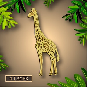 Giraffa Multistrato SVG, file digitale Giraffa Mandala 3D per il taglio di compensato, File per il taglio della carta, DXF, strato 3D Giraffa