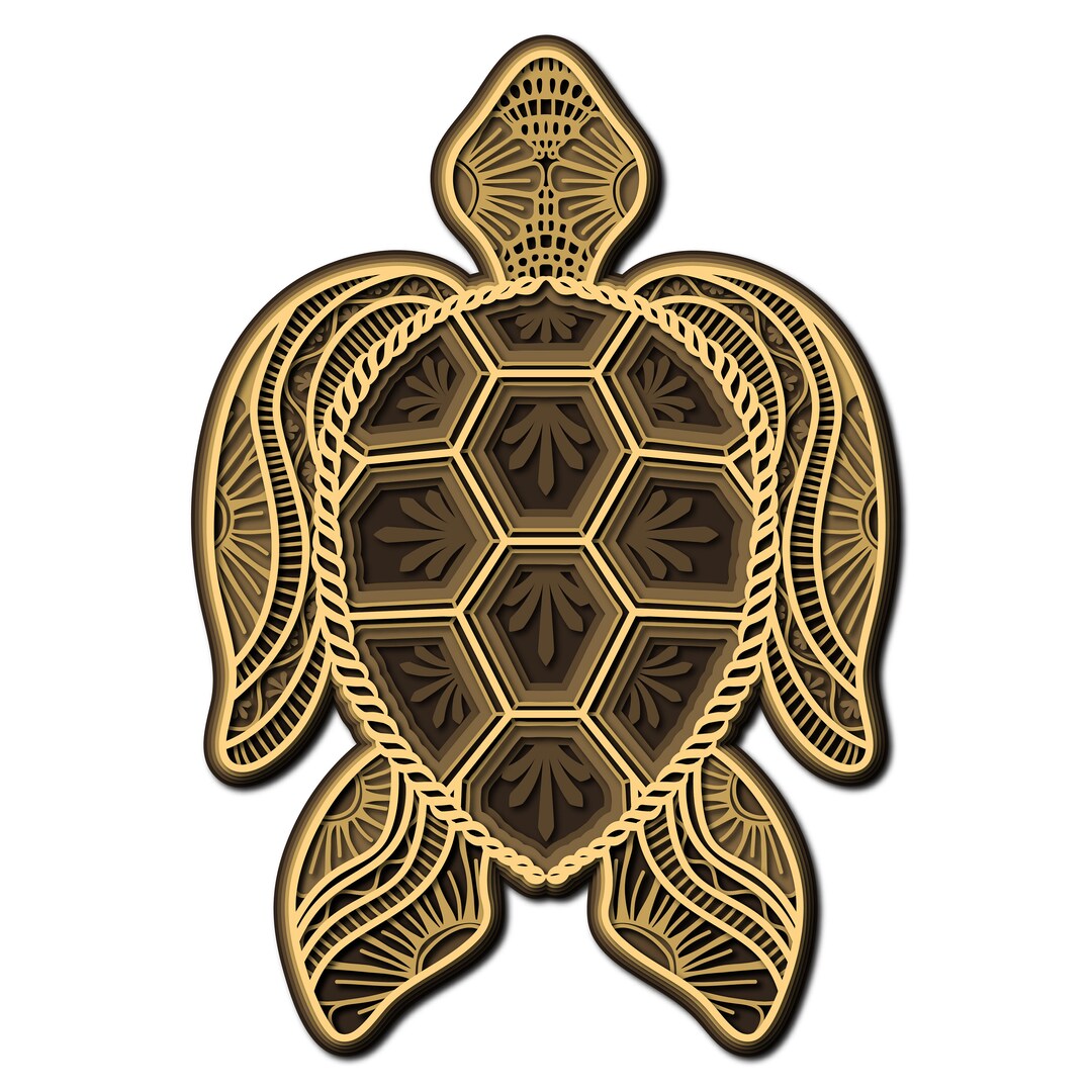 Turtle Multilayer SVG, Multilayer Turtle Mandala 3D for Cutting Plywood ...
