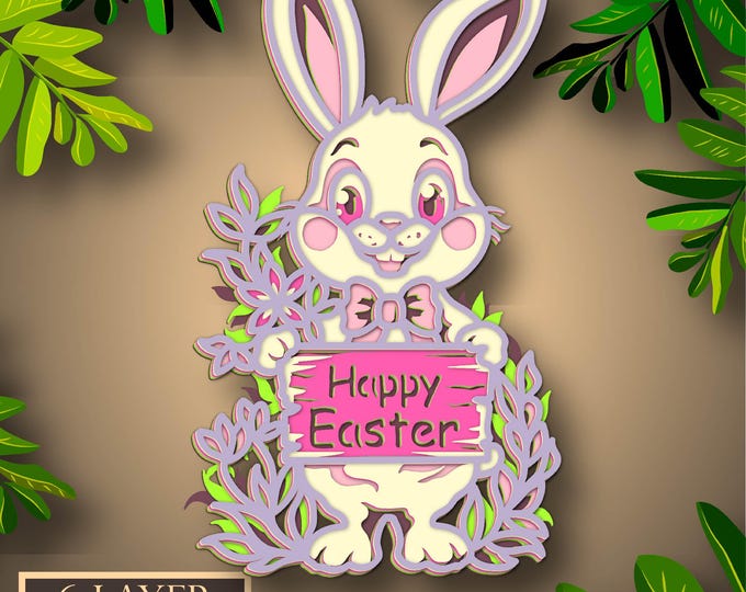 Easter Bunny Multilayer SVG, Digital File Easter Bunny 3d for Cutting ...