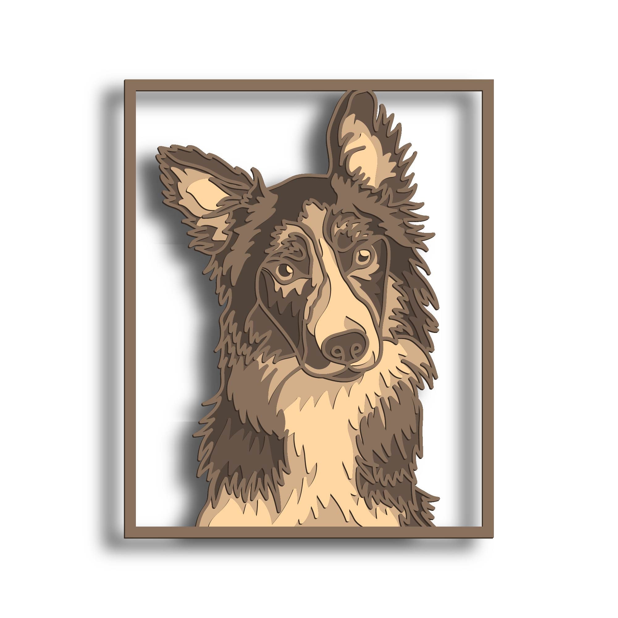 Border Collie Multilayer SVG, Digital file Border Collie laser file, File for paper cutting, DXF, Border Collie wall art