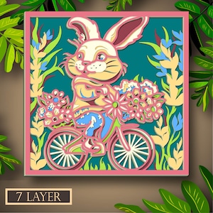 Lapin de Pâques multicouche SVG, fichier numérique 3D lapin de Pâques pour couper le contreplaqué, fichier pour découper du papier, DXF, couche 3D de lapin de Pâques